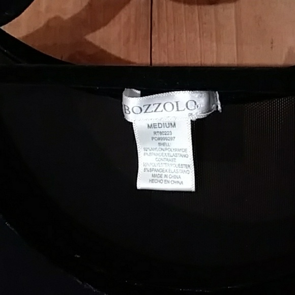 90s Black Velvet and Mesh Long-sleeved Top M - Picture 3 of 4